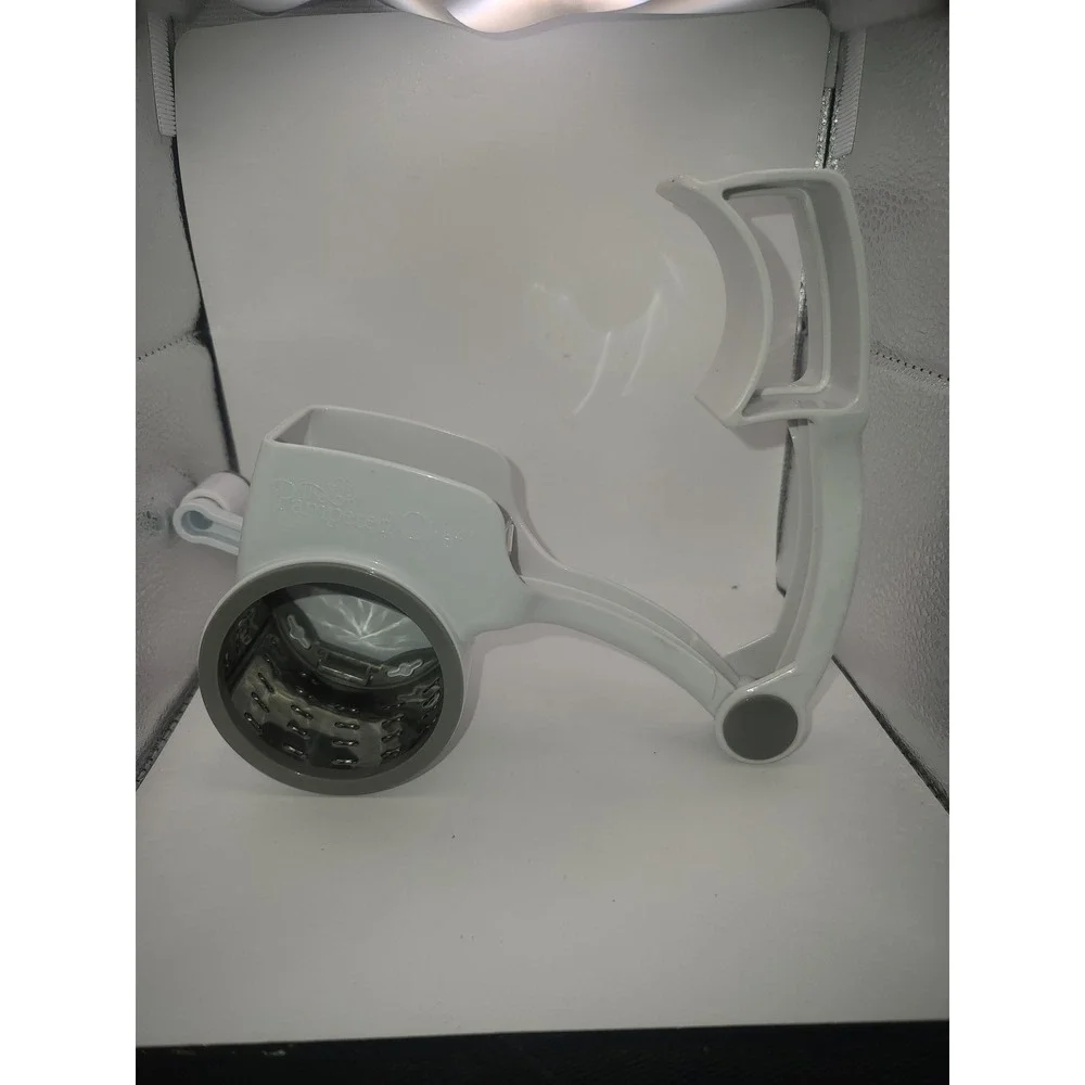 The Pampered Chef Deluxe Rotary Grater White Gray Manual Cheese Nut Tool 1277